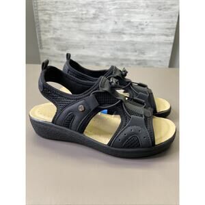 Fly Flot Shoes Womens 6 Black Sandals Slingback Comfort Casual Italy‎